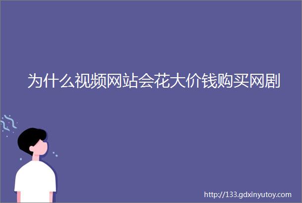 为什么视频网站会花大价钱购买网剧