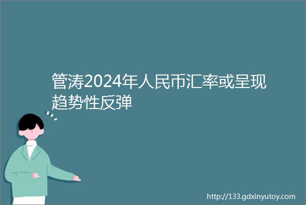 管涛2024年人民币汇率或呈现趋势性反弹